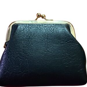 Black Faux Leather Coin Purse Bag Clutch